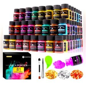 🌟81 Mica Powder Colors! 10g/Bottle of Natural Pigment Powders! Versatile uses!